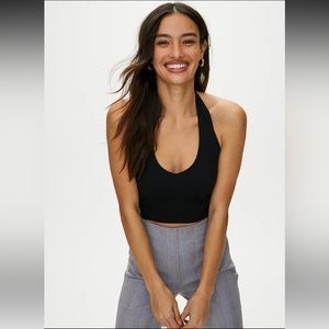 Aritzia Sunday Best Corinne Seamless Halter Top Size XXS Black